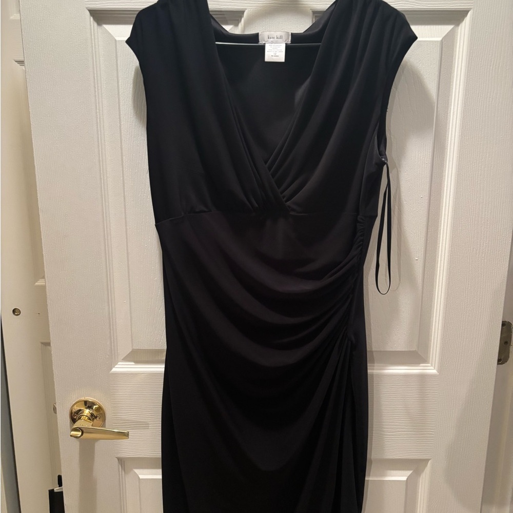 Kate Hill Black Ruched Sheath Midi Dress